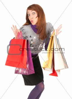 young woman with bags
