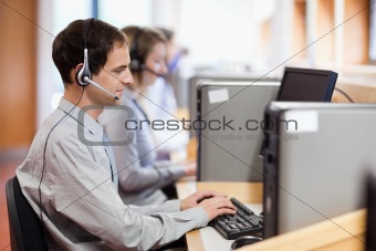 Customer assistant working