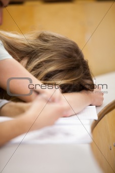 Portrait of a student sleeping