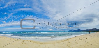 Beautiful blue beach panoramic sea view