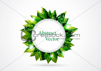 abstract green leaf in circle