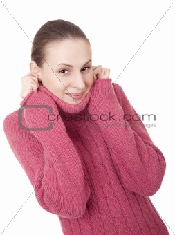 Beautiful young woman in winter sweater