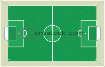 Soccer green field with brown background Vector