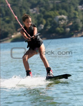 Girl wakeboarding 