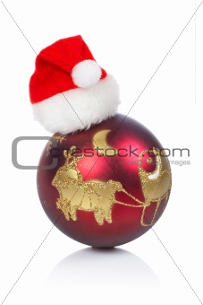 Red ball with Christma hat