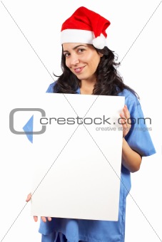 Female doctor holding the banner