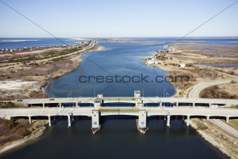 Bridge over waterway.