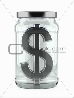 Glass Jar with Silver Dollar