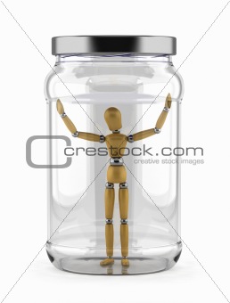 Man trapped in glass jar