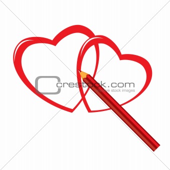 Red pencil and heart