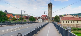 Bridge in the medieval half-timbered town