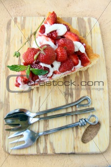 Plate with homemade strawberry tart