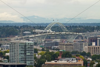 Fremont Bridge over Industrial Area in Portland