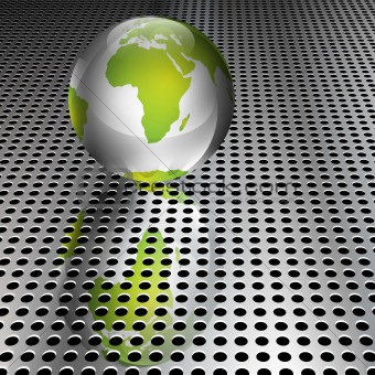 Metallic Green Globe on Chrome Grid