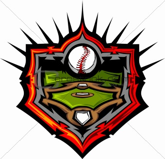 Baseball Field with Baseball Vector Image Template


