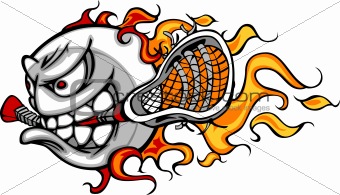 Lacrosse Ball Flaming Face Vector Image


