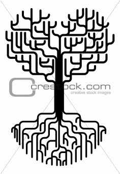 Abstract heart tree silhouette