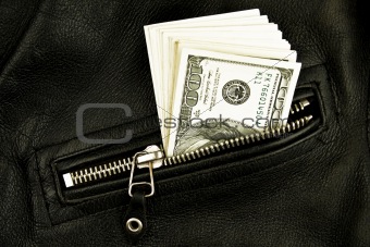 Money in  pocket of jacket.