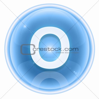 Ice font icon. Letter O, isolated on white background