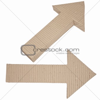 two arrows made of corrugated cardboard directed to the right