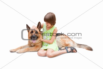 Little girl and dog