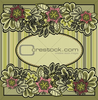 Oval frame with flowers