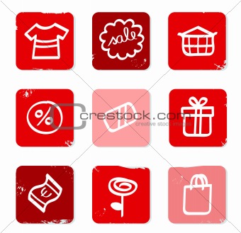 Retro Sale and shopping icons for eshop isolated on white
