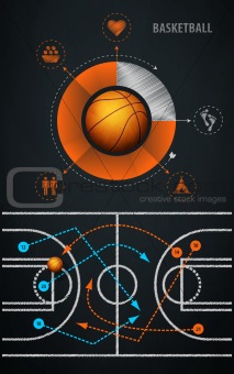 infographics element with sports basketball Ball