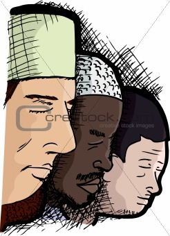 Muslim Men in Prayer