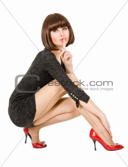 woman flirts squatting 