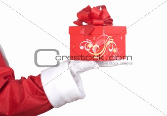 Santa Claus arm with present