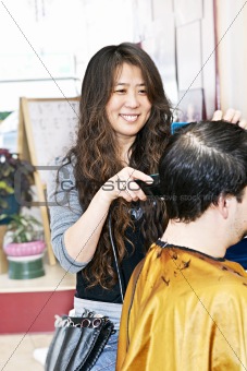 Hairstylist working
