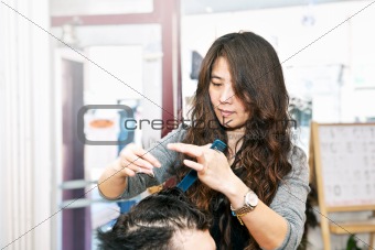 Hair stylist working