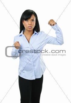 Young woman ready to fight