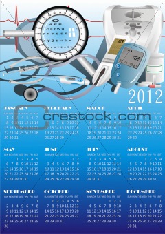 calendar with medical equipment