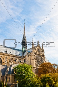 beautiful view Notre Dame Cathedral in paris