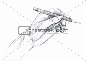 a pencil is in a hand