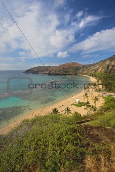 Wide-angle view of Hanauma Bay, Hawaii vertical