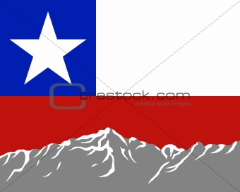 Mountains with flag of Chile