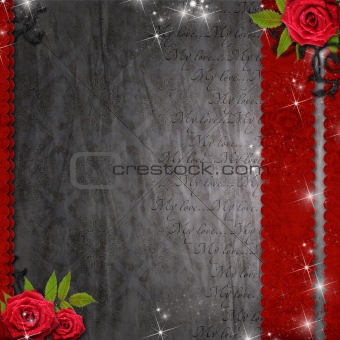 Card for congratulation or invitation with  red roses 