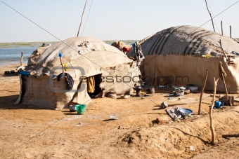 Dilapidated Bedouin village.