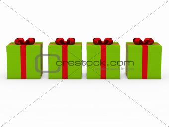 3d gift box green red