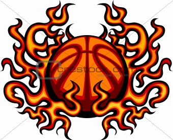 Basketball Template with Flames Vector Image


