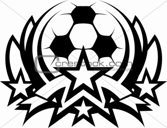Soccer Ball Vector Graphic Template with Stars


