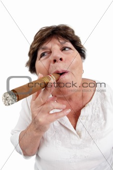 Old woman smoking a cigar