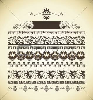 Different types of seamless Greek patterns
