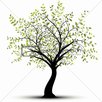 Green vector tree, white background