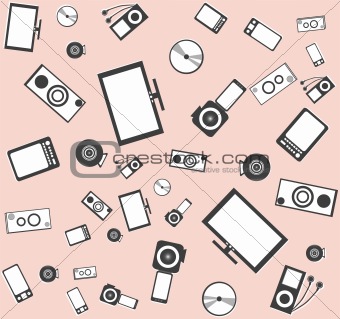 seamless vector Electronic background texture from many objects