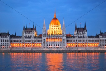 Budapest. Parliament House at twilight