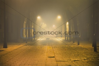 Urban fog landscape